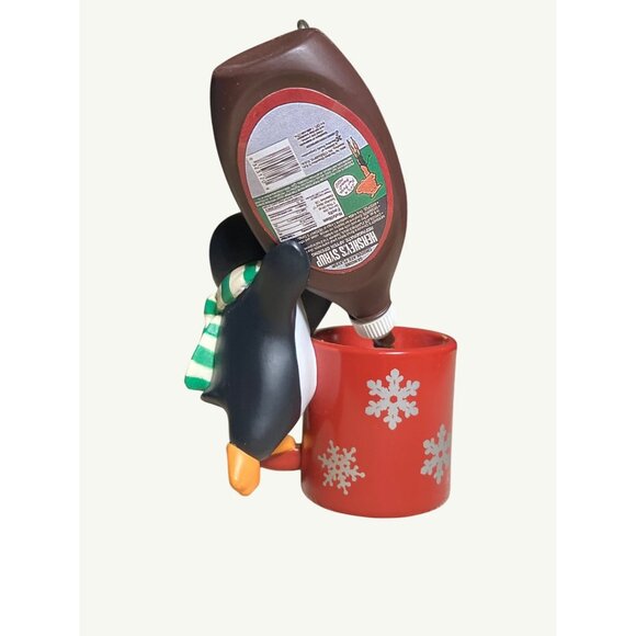 Hallmark Keepsake Ornament 1999 Cocoa Break Hershey's Syrup Mug With Penguin - Picture 5 of 10
